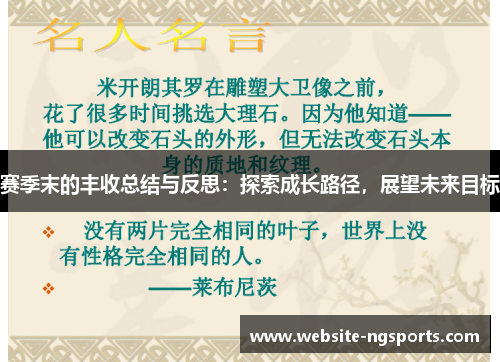 赛季末的丰收总结与反思：探索成长路径，展望未来目标