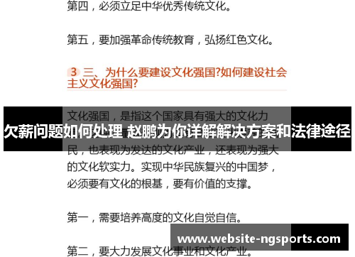 欠薪问题如何处理 赵鹏为你详解解决方案和法律途径